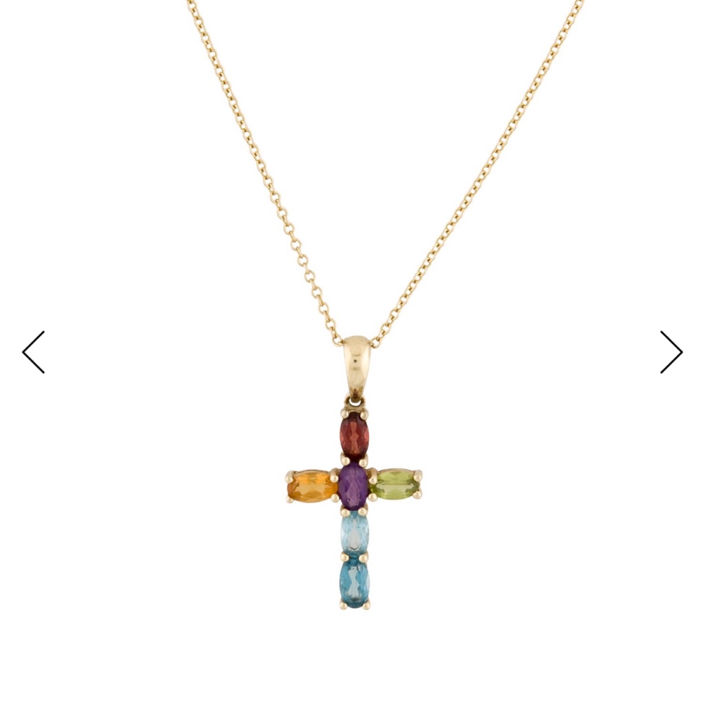 Effy Jewelry 14k Gold Multicolor Gemstone Cross Pendant Necklace